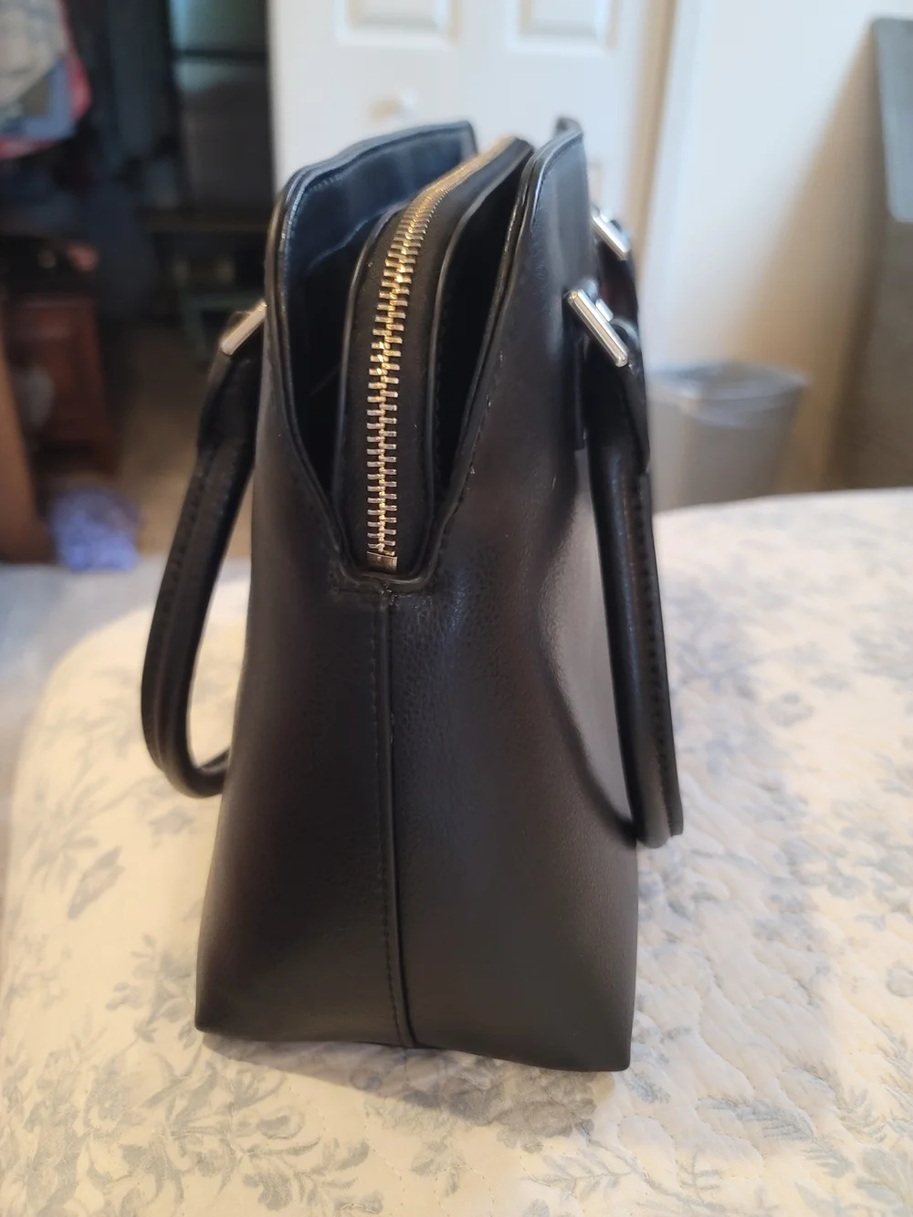 kate spade Black Leather Satchel with Dual Top Handles